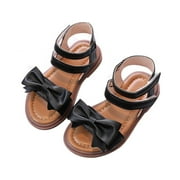 Yammkia Toddler Girl Sandals - Flower Girl Dress Shoes Open Toe Little Kid Summer Flats,Black Toddler 8